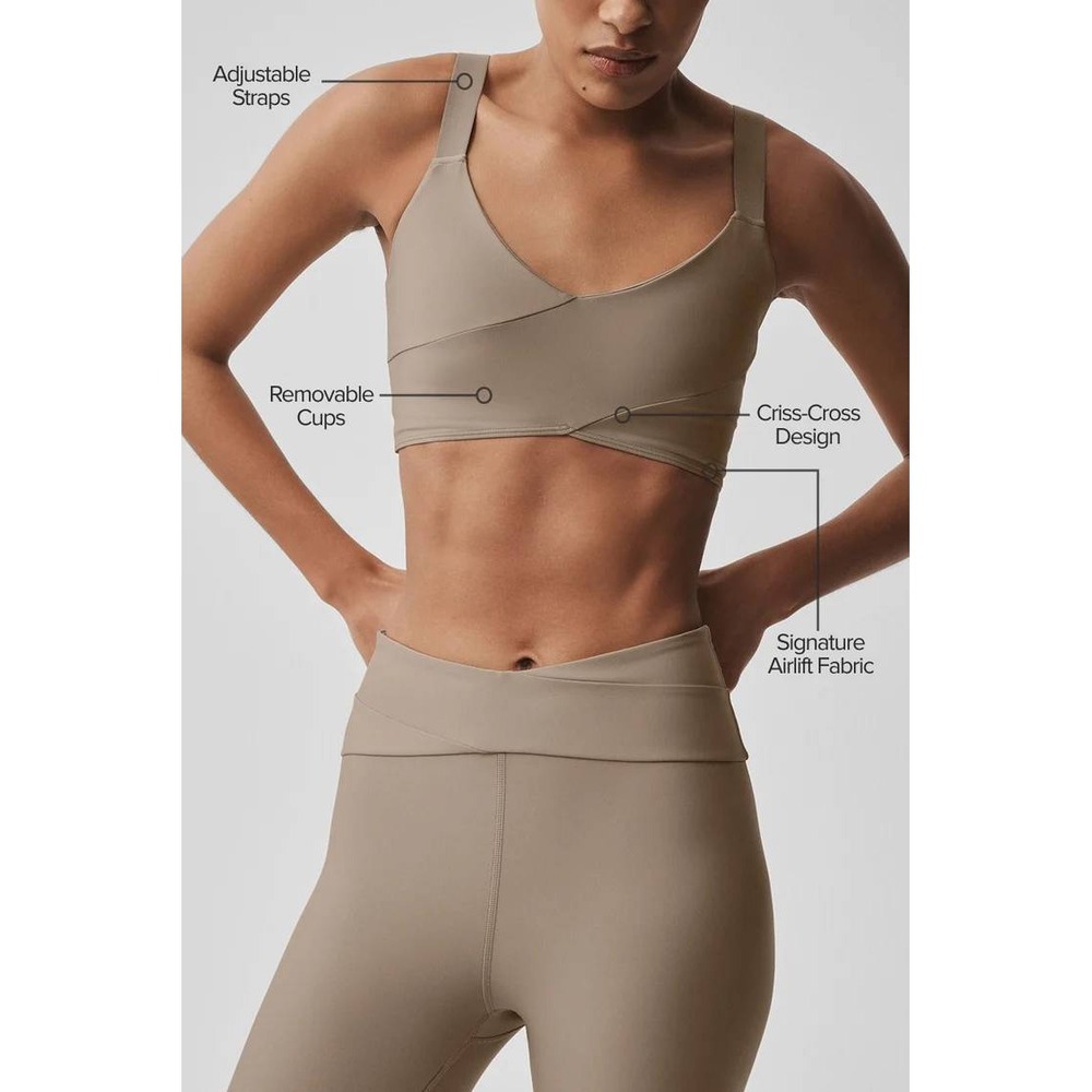 Alo Yoga Airlift Horizon Bra Gravel Medium New With Tags